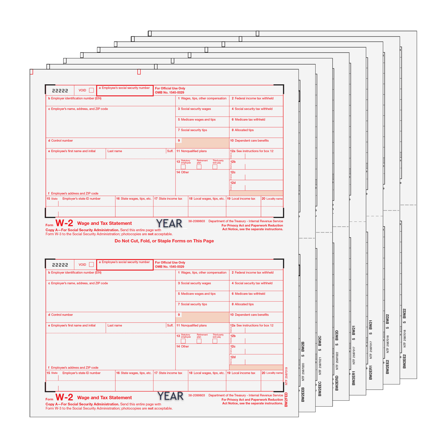 Traditional W-2 Form 8-part Set W2TRADS805
