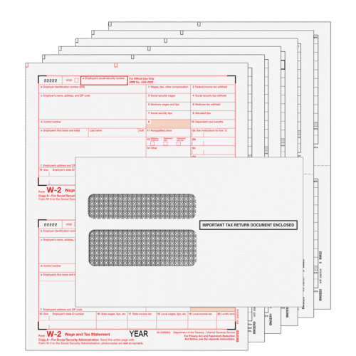 Traditional W-2 Form Preprinted 6-part Kit (with Self Seal Envelopes) W2TRADS6E