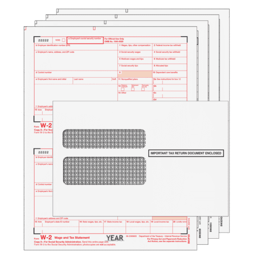 Traditional W-2 Form 4-part Kit (with Moisture Seal Envelopes) SKU: w2trads4eg