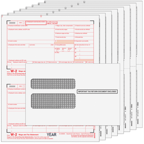 traditional W-2 Preprinted 8-part with Moisture Seal Envelope