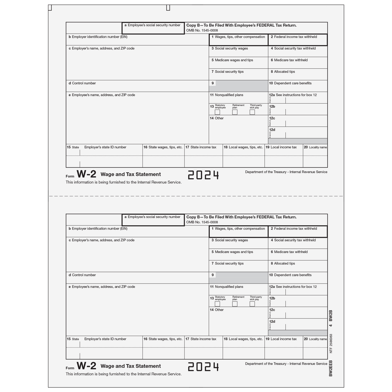 Traditional W-2 Form 6-Part Set (Preprinted) - Image 2
