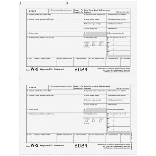 Form W-2 Copy 1/D Employer State, City or Local, and Record Copy