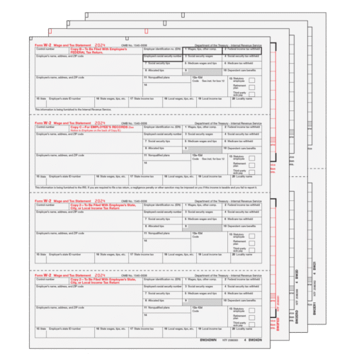 W-2 Form 6-part Set (Horizontal Employee Copies)