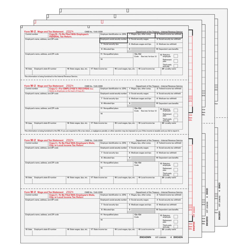 w24down605__58747-1png W-2 Form 6-part Set (Horizontal Employee Copies)