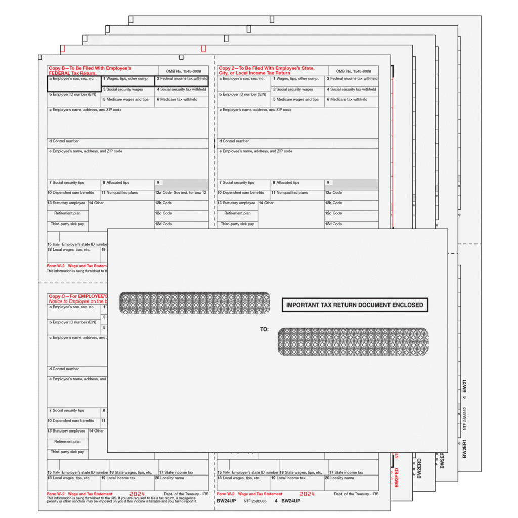 4up Quadrant W-2 Form 8-part Kit