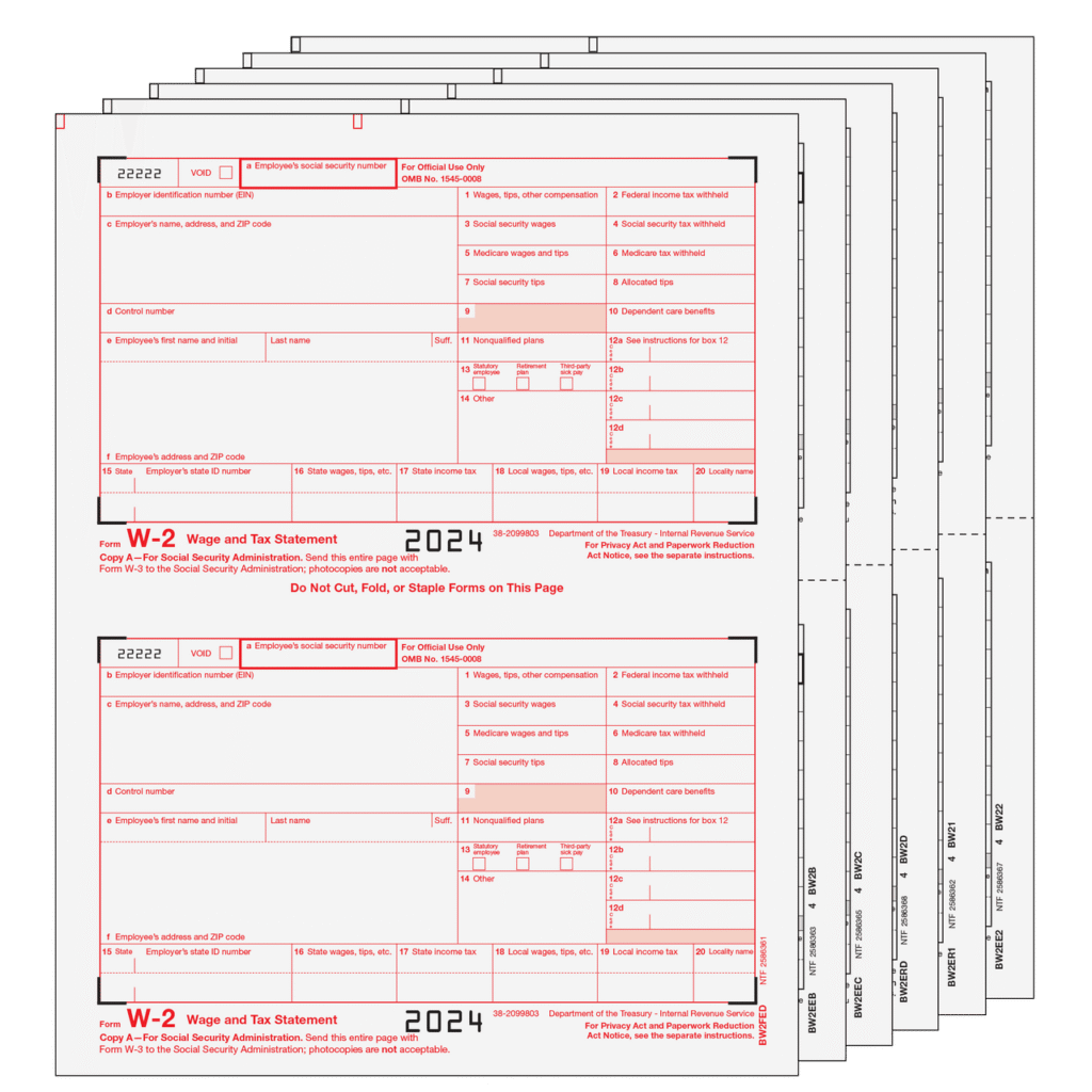 Traditional W-2 Form 6-Part Set (Preprinted)