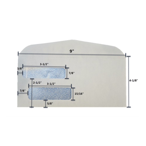 4.125" x 9" - Double Window Envelope - env 947ms measurments