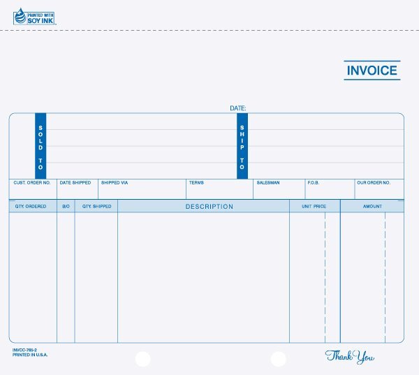 INVCC-765 8 1/2 x 7 Snap-A-Part carbonless invoice form