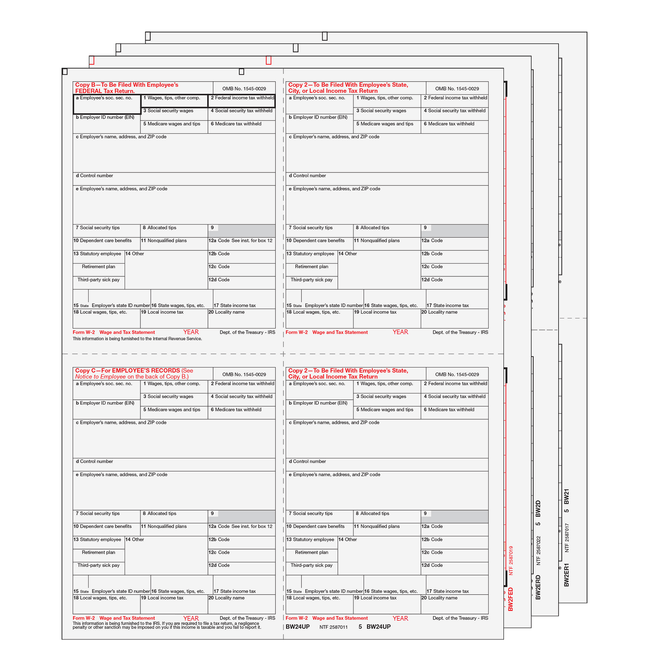 4up Quadrant W-2 Form 6-part Set - (4up Employee Copies) 1 4up Quadrant W-2 Form 6-part Set - (4up Employee Copies)