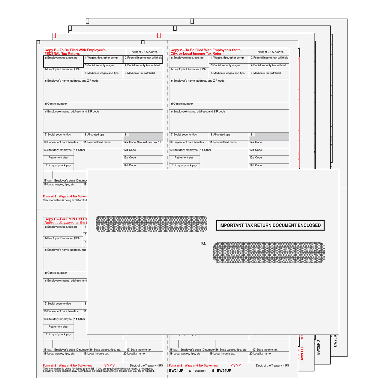 4up Quadrant W-2 Form 6-part Kit - (with Self Seal Envelopes) 1 4up Quadrant W-2 Form 6-part Kit - (with Self Seal Envelopes)