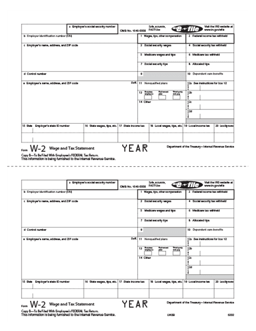 Traditional W-2 Form 4-part Kit (with Moisture Seal Envelopes) 2 Traditional W-2 Form 4-part Kit (with Moisture Seal Envelopes) - Image 2