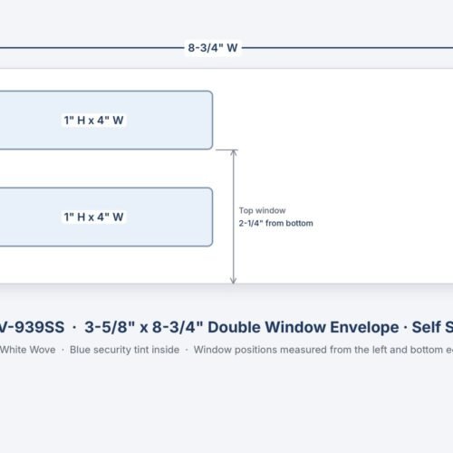 ENV-939SS 3-5/8" x 8-3/4" double window envelope, self seal, with window sizes