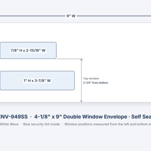 ENV-949SS 4-1/8" x 9" double window envelope, self seal, with window sizes