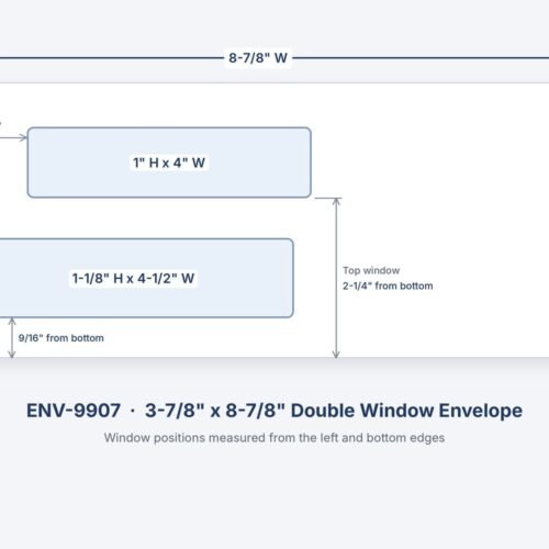 ENV-9907 3-7/8" x 8-7/8" double window envelope with window sizes and positions