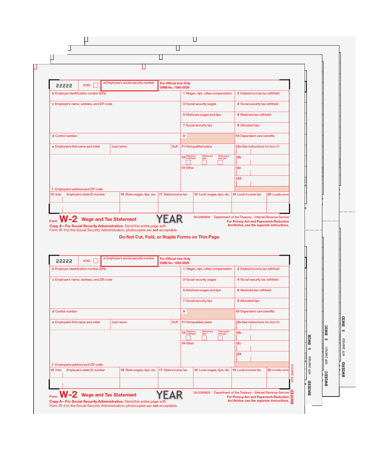 Traditional W-2 Form 4-part Set (Preprinted) 1 Traditional W-2 Form 4-part Set (Preprinted)