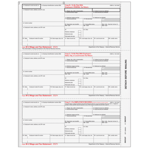 Condensed W-2 Employee Copies B/2/C - 3up