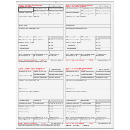 Form W-2 4up Quadrant Condensed Copies: B/2/C/2