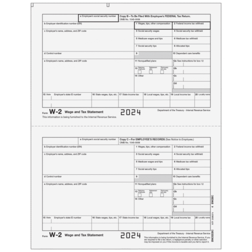 Form W-2 Employee Federal and Record Copies B/C