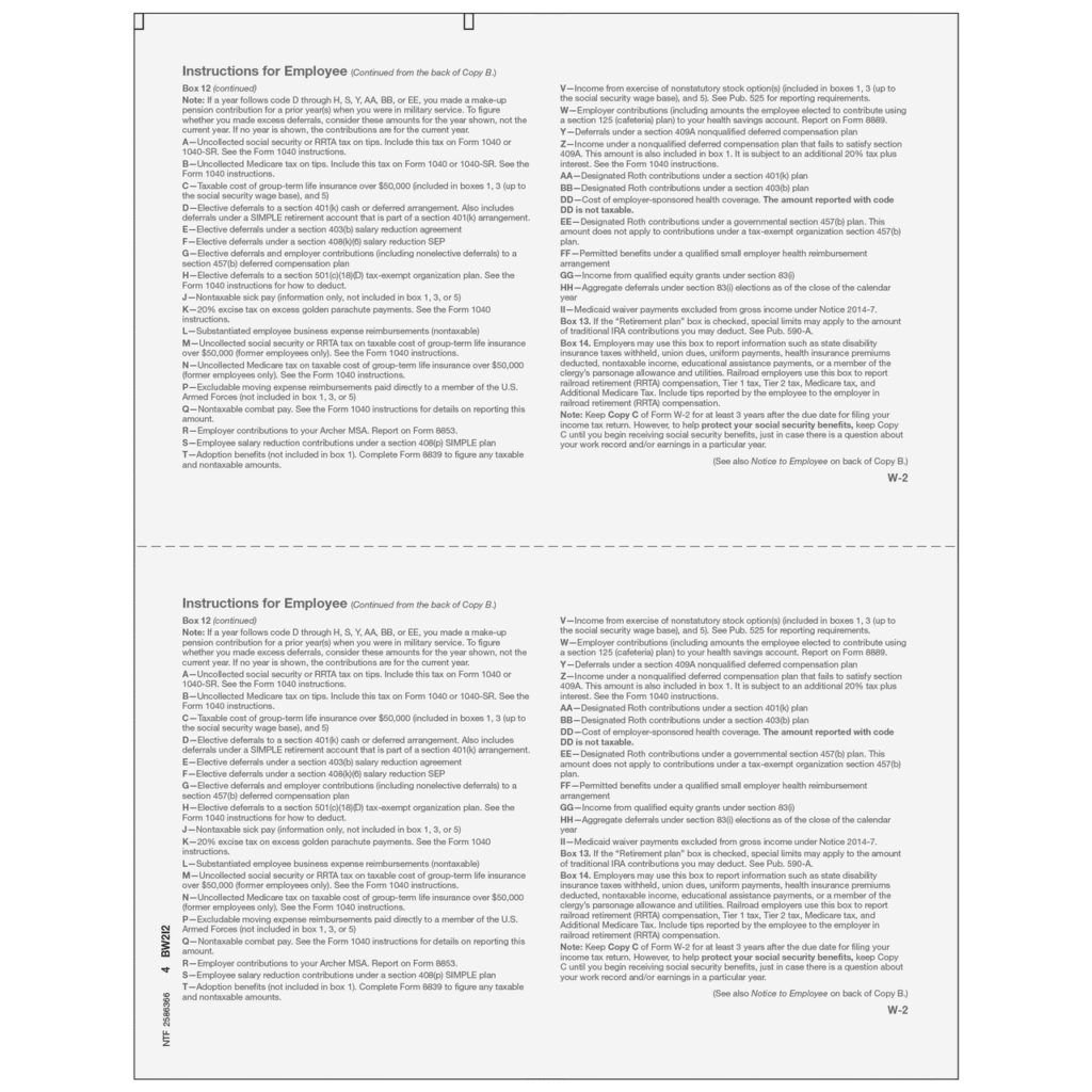 Traditional W-2 Form 5-Part E-File Set (Preprinted) 5 Traditional W-2 Form 5-Part E-File Set (Preprinted) - Image 5