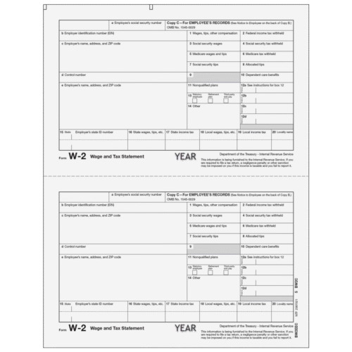 2-UP Employee Copy C (file) - W2 Tax Forms