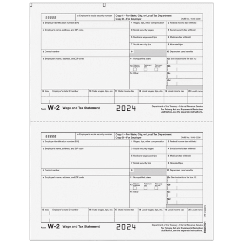 Form W-2 Copy 1/D Employer State, City or Local, and Record Copy