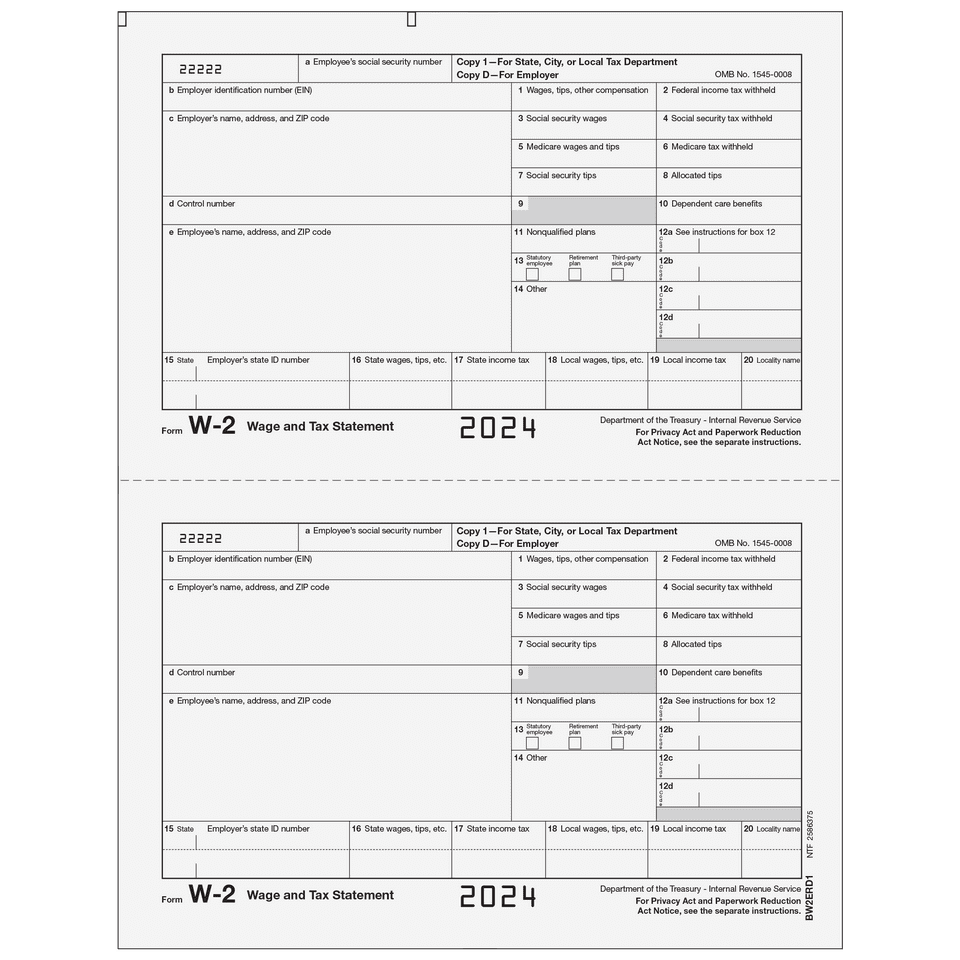 Form W-2 Copy 1/D Employer State, City or Local, and Record Copy 1 Form W-2 Copy 1/D Employer State, City or Local, and Record Copy