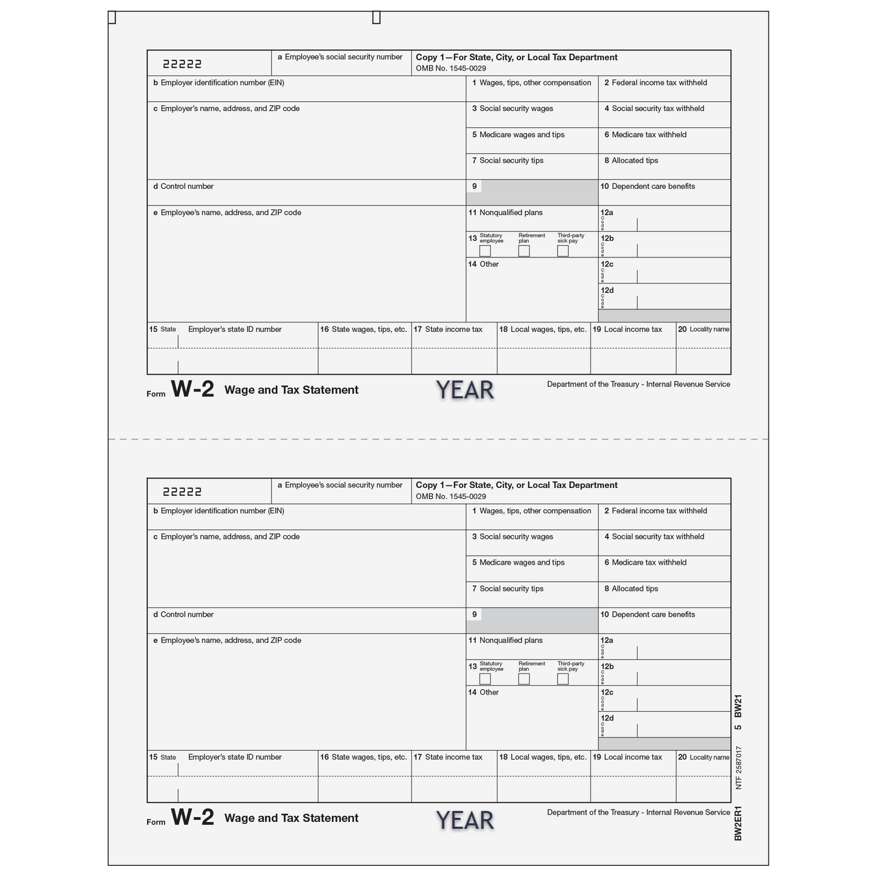 W-2 Form 6-part Set (Horizontal Employee Copies) 4 W-2 Form 6-part Set (Horizontal Employee Copies) - Image 4