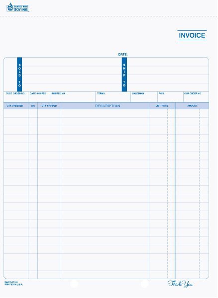 8 1/2" x 11" Snap-A-Part Invoice INV-751 1 INV-751 8 1/2in x 11in Snap-A-Part carbonless invoice