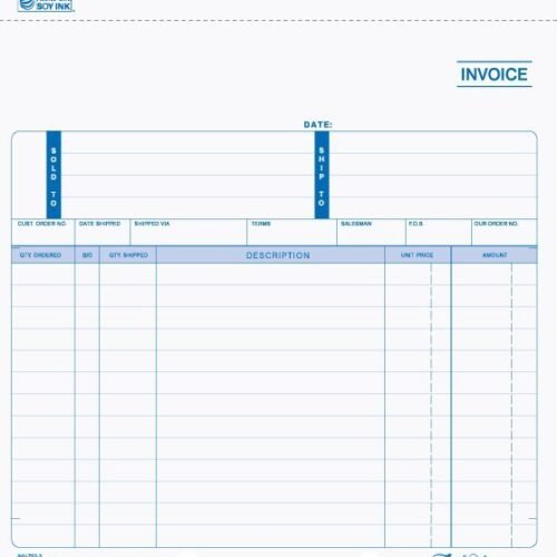 INV-752 8 1/2in x 8 1/2in Snap-A-Part carbonless invoice