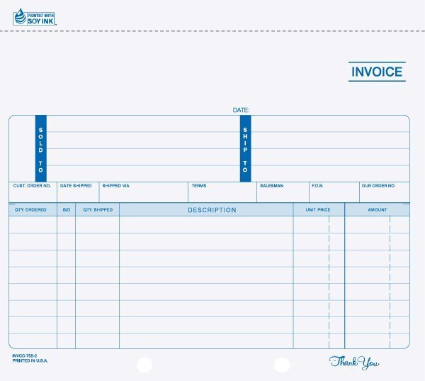 8 1/2" x 7" Snap-A-Part Invoice INV-754 1 INV-754 8 1/2in x 7in Snap-A-Part carbonless invoice
