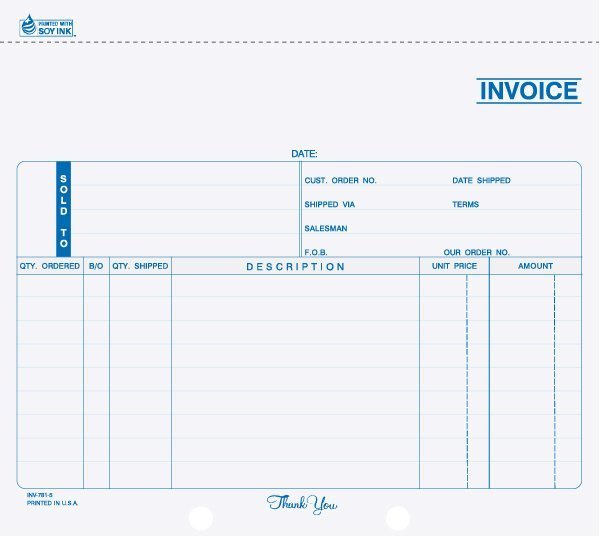 8 1/2" x 7" Snap-A-Part Invoice INV-781 1 INV-781 8 1/2in x 7in Snap-A-Part carbonless invoice