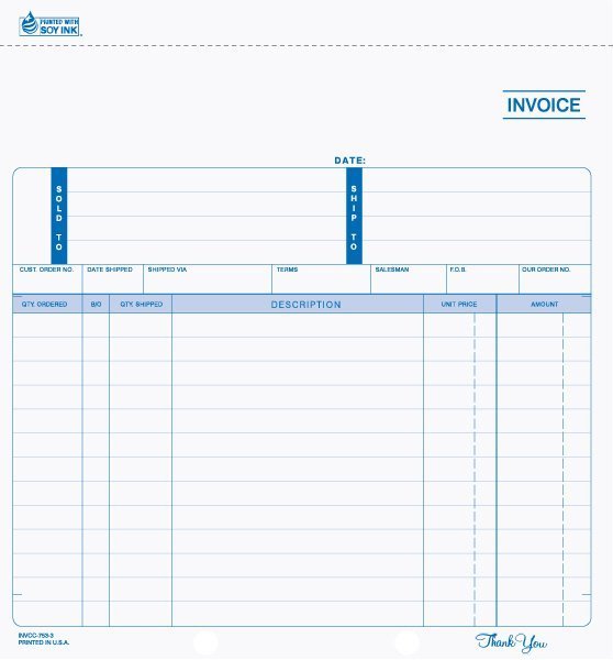 8 1/2" x 8 1/2" Snap-A-Part Invoice INVCC-753 1 INVCC-753 8 1/2in x 8 1/2in Snap-A-Part carbonless invoice