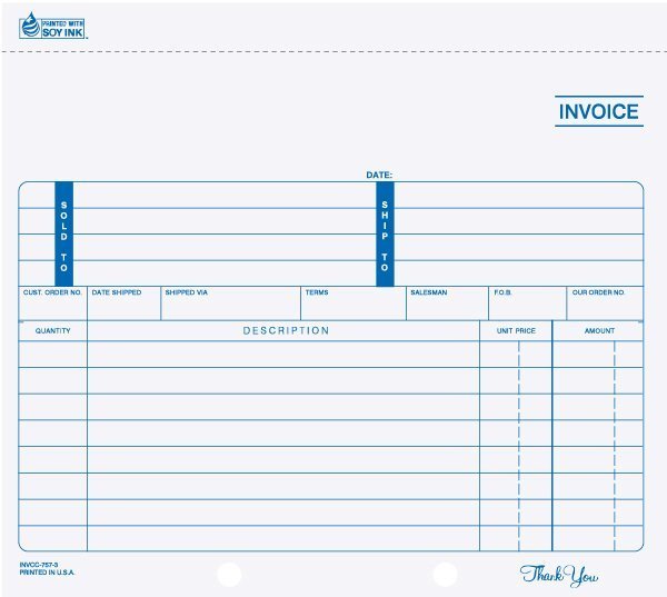8 1/2" x 7" Snap-A-Part Invoice INVCC-757 1 INVCC-757 8 1/2in x 7in Snap-A-Part carbonless invoice