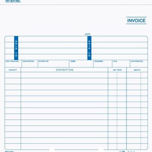 INVCC-758 8 1/2in x 8 1/2in Snap-A-Part carbonless invoice