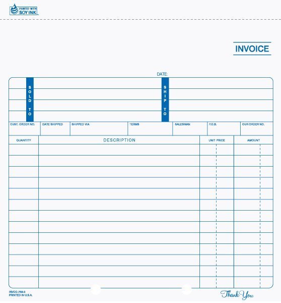 8 1/2" x 8 1/2" Snap-A-Part Invoice INVCC-758 1 INVCC-758 8 1/2in x 8 1/2in Snap-A-Part carbonless invoice
