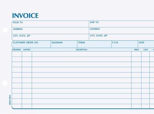 INVCC-760 5 2/3in x 8 1/2in Snap-A-Part carbonless invoice