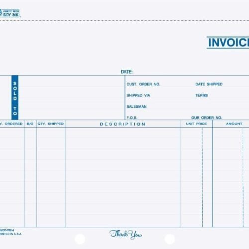 INVCC-782 8 1/2in x 7in Snap-A-Part carbonless invoice