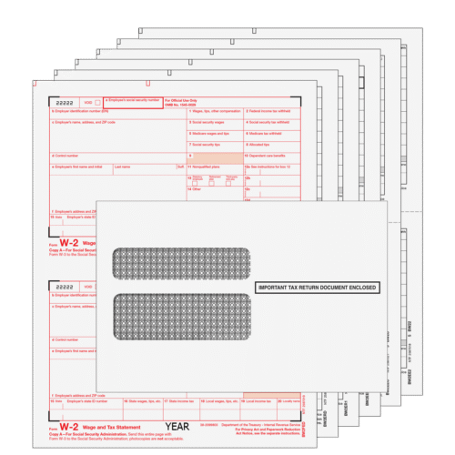 Traditional W-2 Form Preprinted 6-part Kit (with Self Seal Envelopes)