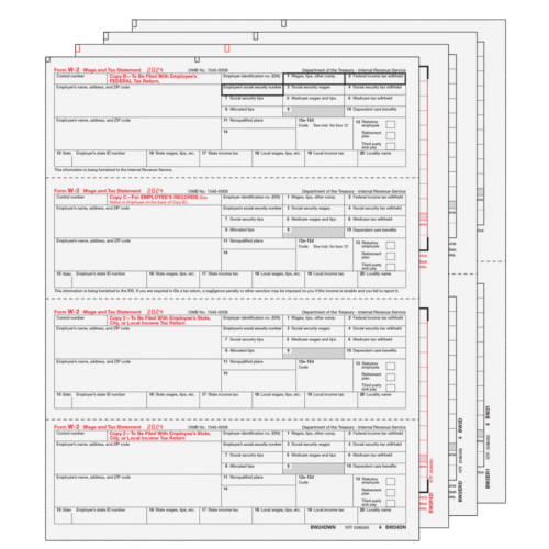 W-2 Form 6-part Set (Horizontal Employee Copies)