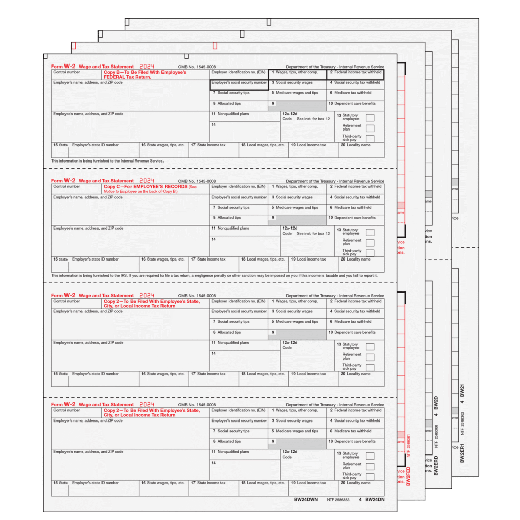 W-2 Form 6-part Set (Horizontal Employee Copies) 1 W-2 Form 6-part Set (Horizontal Employee Copies)