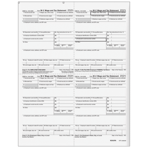 W2 4up Quadrant Employee Copies C/B/2/2