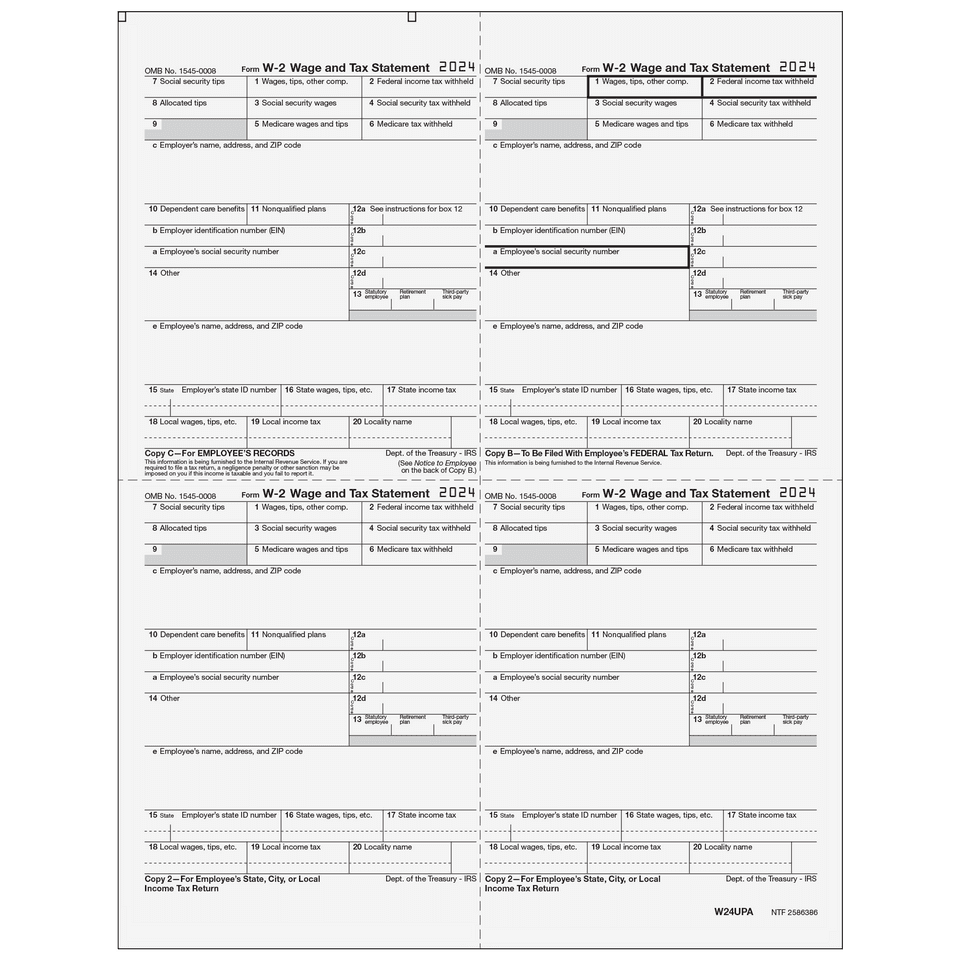 W2 4up Quadrant Employee Copies C/B/2/2 1 W2 4up Quadrant Employee Copies C/B/2/2