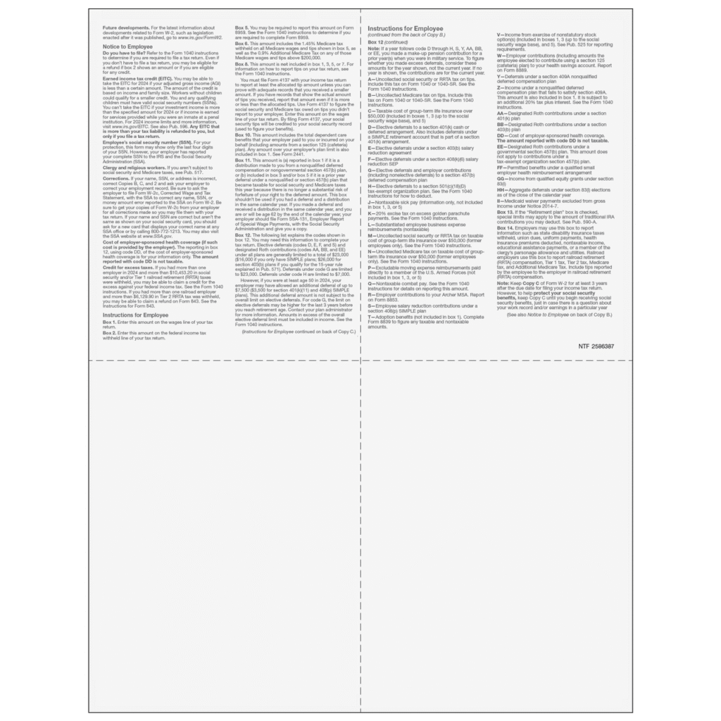 W2 4up Quadrant Employee Copies C/B/2/2 2 W2 4up Quadrant Employee Copies C/B/2/2 - Image 2