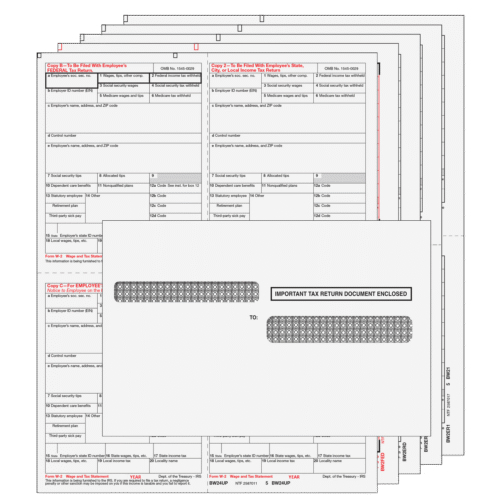 4up Quadrant W-2 Form 8-part Kit - (with Moisture Seal Envelopes)