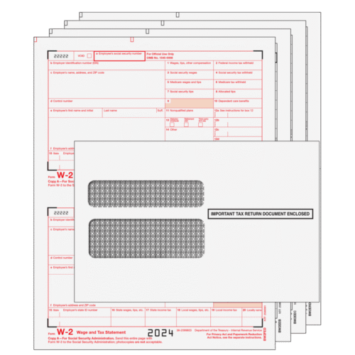 Traditional W-2 Form Preprinted 4-part Kit (with Self Seal Envelopes)