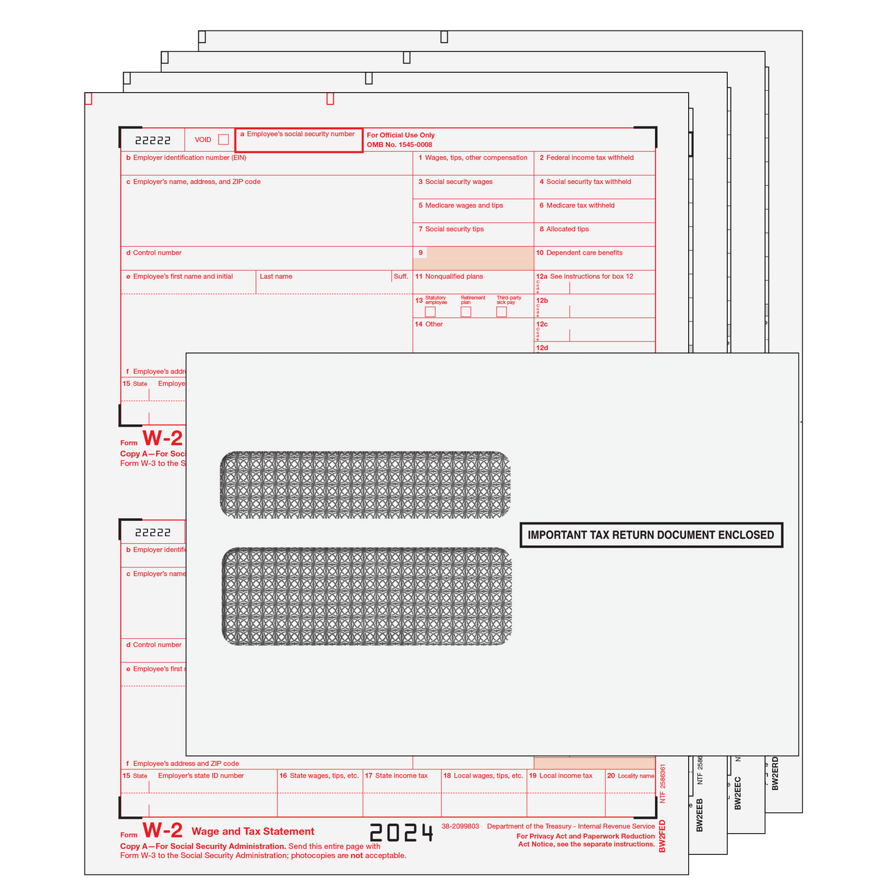 Traditional W-2 Form 4-part Kit (with Tamper Evident Envelopes) 1 Traditional W-2 Form 4-part Kit (with Tamper Evident Envelopes)